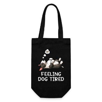 Feeling Dog Tired Miniatur Bullterrier Bully  - Geschenkbeutel für Flaschen - Schwarz - Vorne