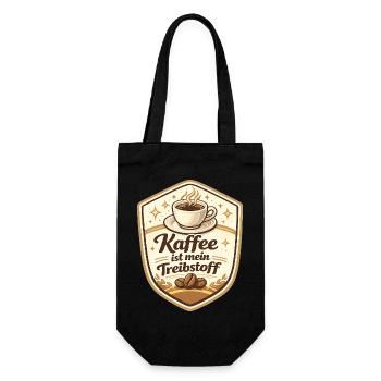 Kaffee ist mein Treibstoff Badge - Geschenkbeutel für Flaschen - Schwarz - Vorne