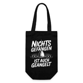 Nichts Gefangen Ist auch Geangelt - Geschenkbeutel für Flaschen - Schwarz - Vorne
