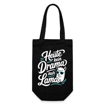 Heute kein Drama nur Lama Spruch - Geschenkbeutel für Flaschen - Schwarz - Vorne