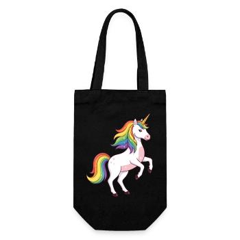 Licorne à crinière arc-en-ciel - Sac à bouteille - noir - Devant