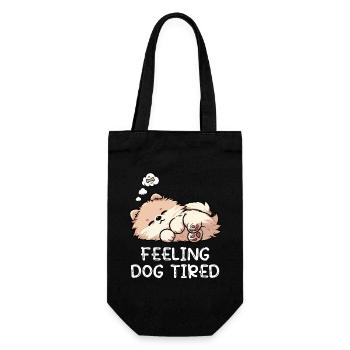 Feeling Dog Tired Pomeranian Pomeranian Pomeranian Spitz Dog - Gift Bag for Bottles - black - Front