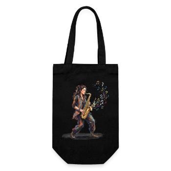 Saxophoniste jouant du saxophone Impression artistique - Sac à bouteille - noir - Devant