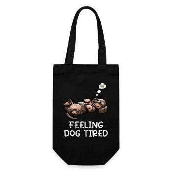 Feeling Dog Tired Rauhaardackel Dackel Teckel - Geschenkbeutel für Flaschen - Schwarz - Vorne