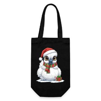 Poulet de soie drôle - Chapeau de Père Noël et... - Sac à bouteille - noir - Devant