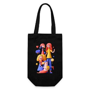 Colorful Group Scene Friendship Art - Gift Bag for Bottles - black - Front