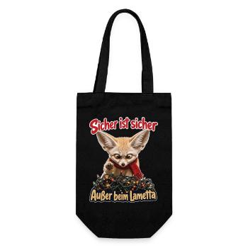 Sicher ist sicher, Außer beim Lametta - Geschenkbeutel für Flaschen - Schwarz - Vorne