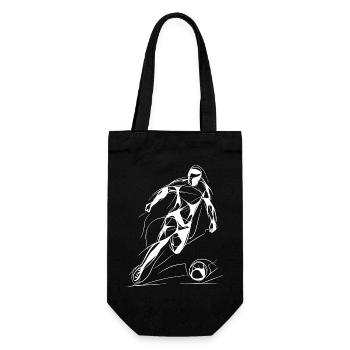 Fußballspieler Line Art - Geschenkbeutel für Flaschen - Schwarz - Vorne