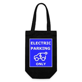 Elektroauto Parkplatz Schild - Geschenkbeutel für Flaschen - Schwarz - Vorne