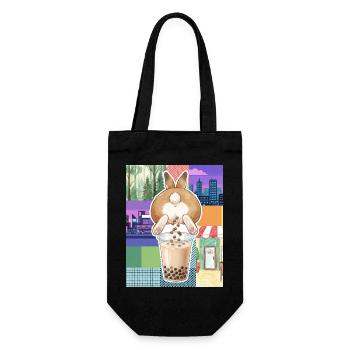 Bubble Tea Boba Drôle de Lapin mignon - Sac à bouteille - noir - Devant