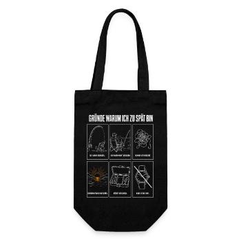 Gründe warum ich zu spät bin Lustiges Angler Motiv - Geschenkbeutel für Flaschen - Schwarz - Vorne