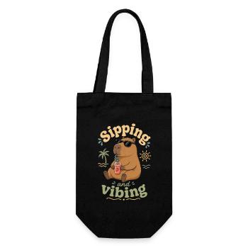 Sipping Cabybara Vibes on Beach - Gift Bag for Bottles - black - Front