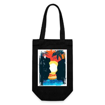 Tropischer Sonnenuntergangsliebhaber - Geschenkbeutel für Flaschen - Schwarz - Vorne