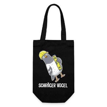 Schräger Vogel – Taube mit Wasserwaage - Geschenkbeutel für Flaschen - Schwarz - Vorne