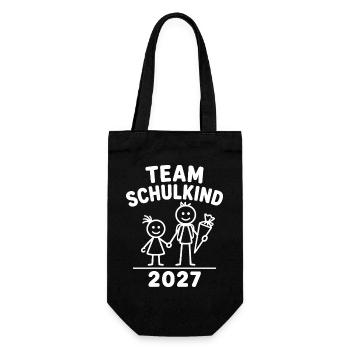 Team Schulkind 2027 – Geschwister Einschulung - Geschenkbeutel für Flaschen - Schwarz - Vorne