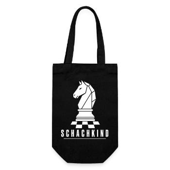 Schachkind – Schach Spieler Springer Motiv Vektor - Geschenkbeutel für Flaschen - Schwarz - Vorne