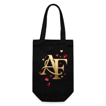 Goldenes Monogramm AE mit Herzen - Geschenkbeutel für Flaschen - Schwarz - Vorne
