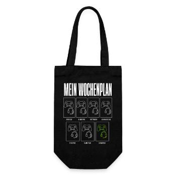 Mein Wochenplan Gaming Zocker Gamer Herren Jungs - Geschenkbeutel für Flaschen - Schwarz - Vorne
