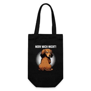 Nerv mich Nicht Langhaardackel Dackel Dackelhalter - Geschenkbeutel für Flaschen - Schwarz - Vorne