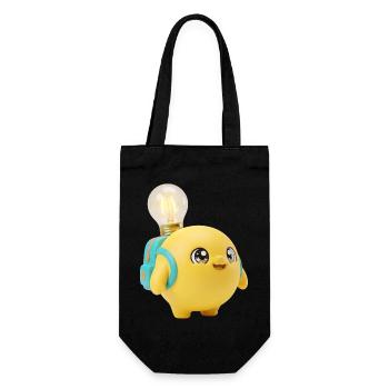 Cute Yellow School Mascot with Lightbulb Planet Ba - Geschenkbeutel für Flaschen - Schwarz - Vorne
