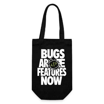 Bugs Are Features Now – Programmierer Humor - Geschenkbeutel für Flaschen - Schwarz - Vorne