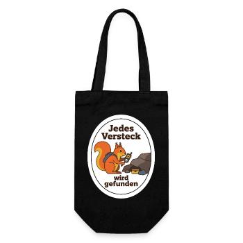Geocaching Eichhörnchen Cache Schatz Geschenk - Geschenkbeutel für Flaschen - Schwarz - Vorne