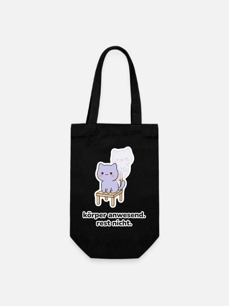 körper anwesend. rest nicht. – Katze Meme - Geschenkbeutel für Flaschen - Schwarz