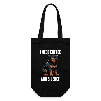 I Need Coffee and Silence Rottweiler Rotti - Geschenkbeutel für Flaschen - Schwarz - Vorne