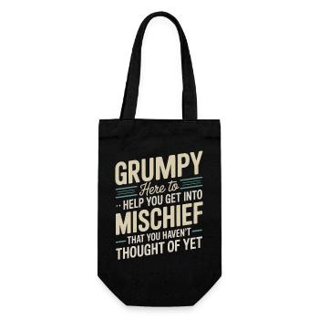 Grumpy hier, um dir zu helfen, in Unfug einzusteigen - Geschenkbeutel für Flaschen - Schwarz - Vorne
