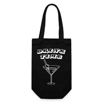 Trinkzeit – Retro-Cocktail-Martini-Glas - Geschenkbeutel für Flaschen - Schwarz - Vorne