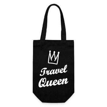Travel Queen Krone Schrift - Geschenkbeutel für Flaschen - Schwarz - Vorne