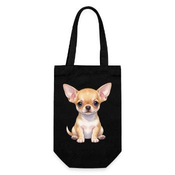 Chihuahua Welpe Hundebaby Geschenkidee - Geschenkbeutel für Flaschen - Schwarz - Vorne