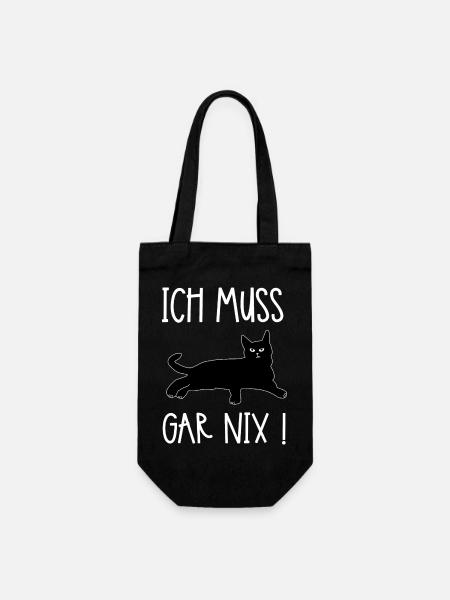 Ich Muss Gar Nix Katzenspruch - Geschenkbeutel für Flaschen - Schwarz