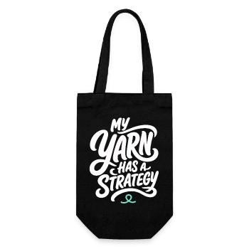 Handarbeit – My Yarn Has a Strategy - Geschenkbeutel für Flaschen - Schwarz - Vorne