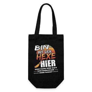 ich bin mit der Hexe hier! - Geschenkbeutel für Flaschen - Schwarz - Vorne