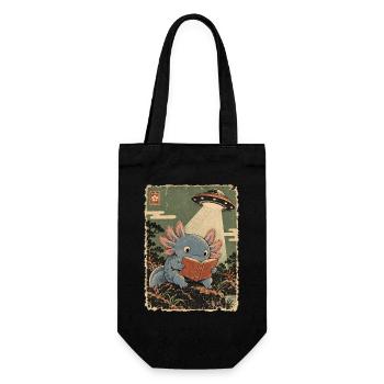Vintage Japanese Axolotl Buchliebhaber UFO Alien - Geschenkbeutel für Flaschen - Schwarz - Vorne