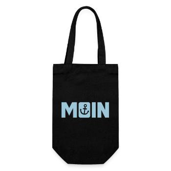 Moin Anker Hamburg Küste coole Sprüche norddeutsch - Geschenkbeutel für Flaschen - Schwarz - Vorne