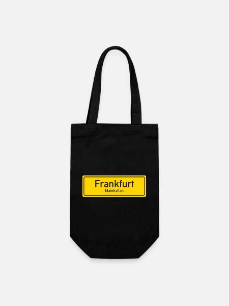 Frankfurter Ortsschild Deutschland - Geschenkbeutel für Flaschen - Schwarz