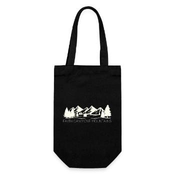 Faith can move Mountains - Christliches Geschenk - Geschenkbeutel für Flaschen - Schwarz - Vorne