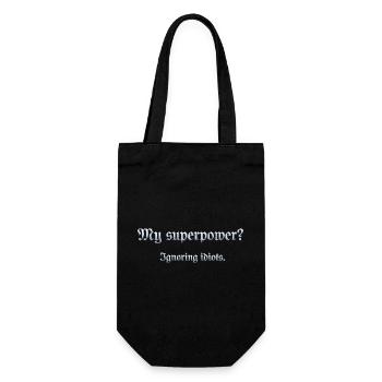Humorvoller Superpower-Satz mit Witz - Geschenkbeutel für Flaschen - Schwarz - Vorne