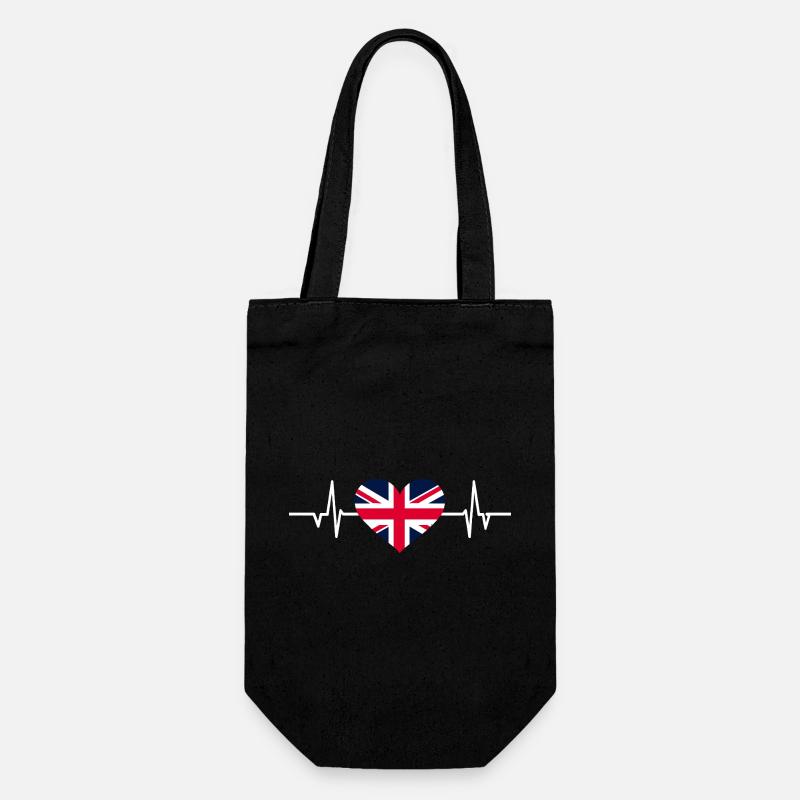 Union Jack Herzschlag - Geschenkbeutel für Flaschen - Schwarz
