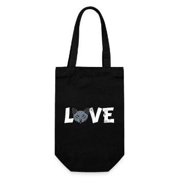 Russischer Blaukatzen-Liebe-Haustierbesitzer Slogan - Geschenkbeutel für Flaschen - Schwarz - Vorne