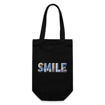 Smile Patchwork Trend Lettering Stil Handmade - Geschenkbeutel für Flaschen - Schwarz - Vorne