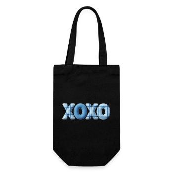 XOXO Patchwork Look with Fabric Look - Gift Bag for Bottles - black - Front
