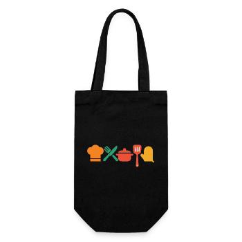 Küchenzauber – Kochen & Genießen mit Stil - Geschenkbeutel für Flaschen - Schwarz - Vorne