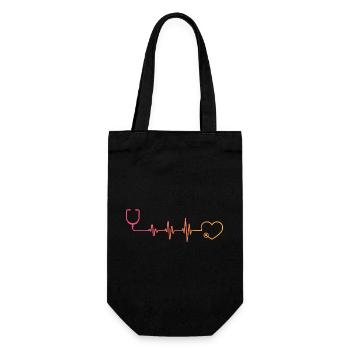 Stethoskop-Krankenschwester Sunset Herzschlag Doktor - Geschenkbeutel für Flaschen - Schwarz - Vorne