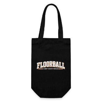 Floorball Kraft: Pass Schuss Treffer - Geschenkbeutel für Flaschen - Schwarz - Vorne