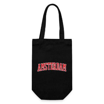 Amsterdam Schriftzug Rot Weiß Design - Geschenkbeutel für Flaschen - Schwarz - Vorne