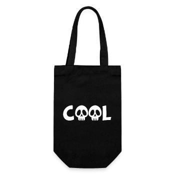 Totenkopf und cool (weiß) - Geschenkbeutel für Flaschen - Schwarz - Vorne