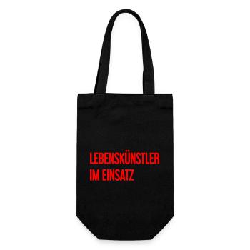 Lebenskünstler im Einsatz - Geschenkbeutel für Flaschen - Schwarz - Vorne